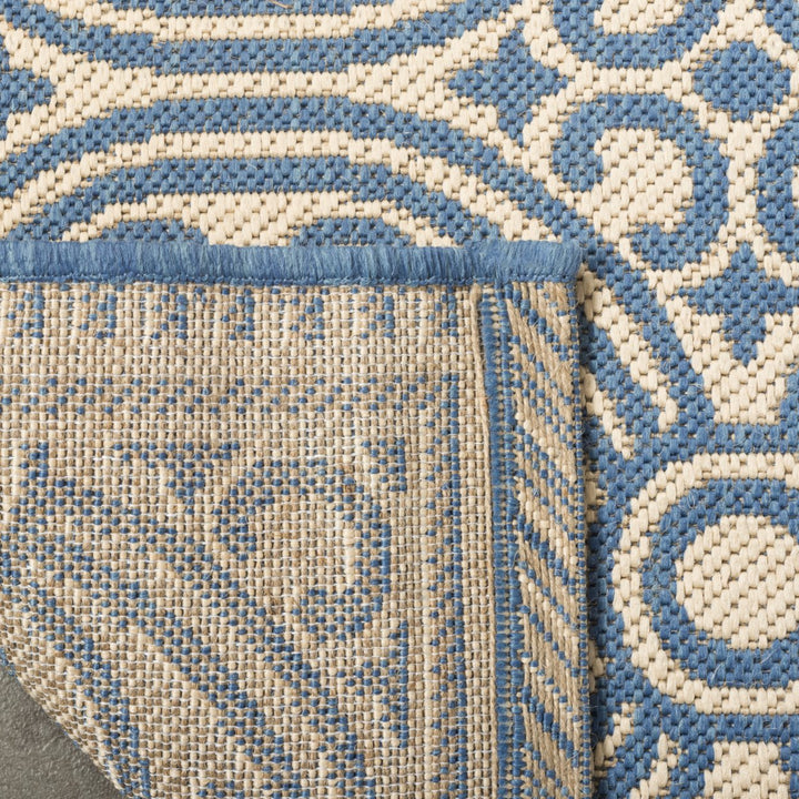 SAFAVIEH Outdoor LND134M Linden Collection Blue / Creme Rug Image 9