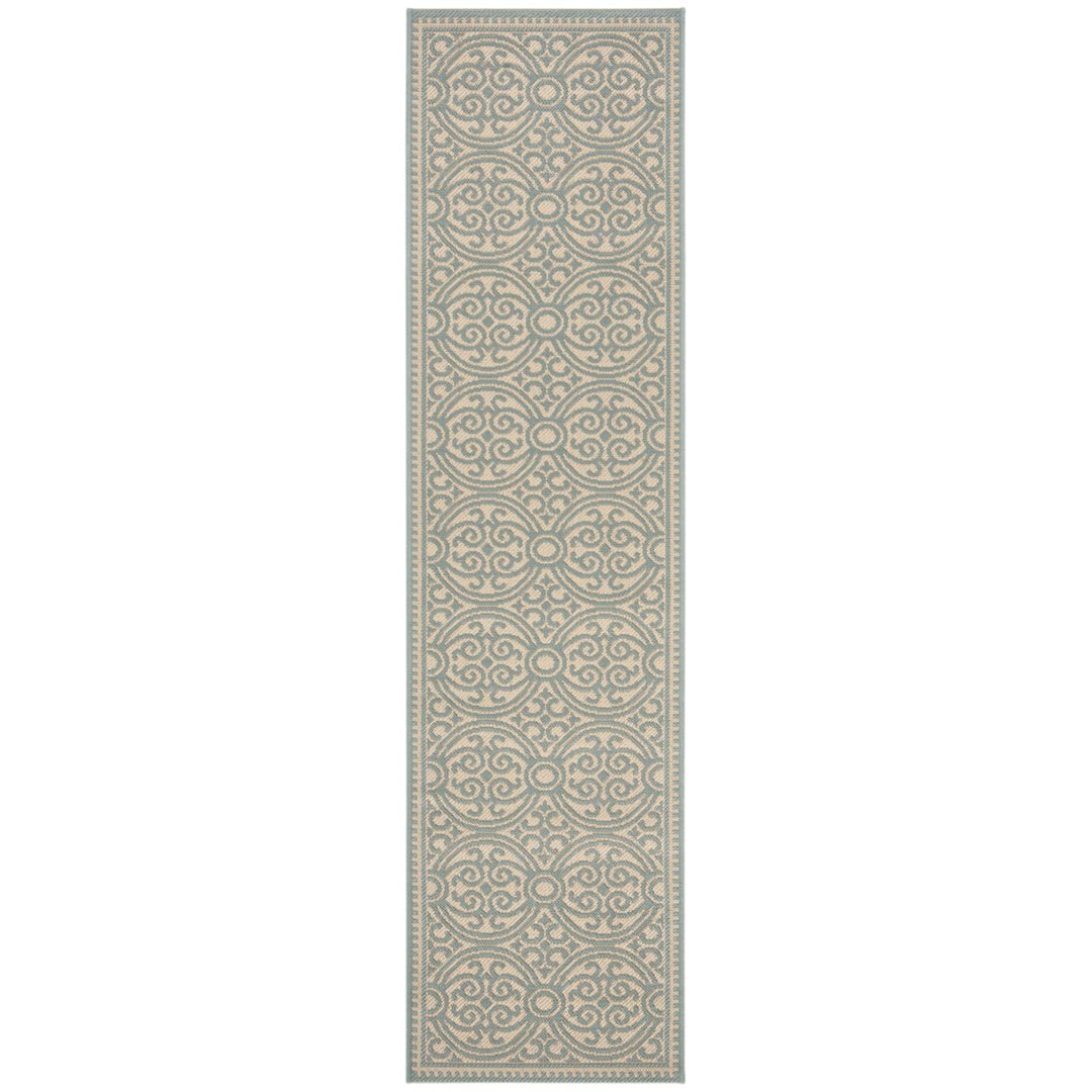 SAFAVIEH Outdoor LND134K Linden Collection Aqua / Cream Rug Image 6