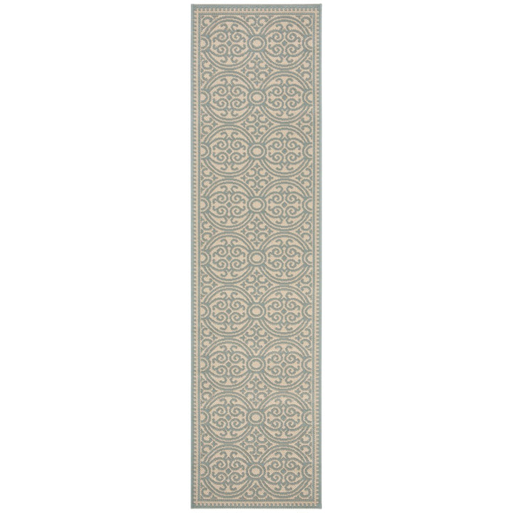 SAFAVIEH Outdoor LND134K Linden Collection Aqua / Cream Rug Image 6