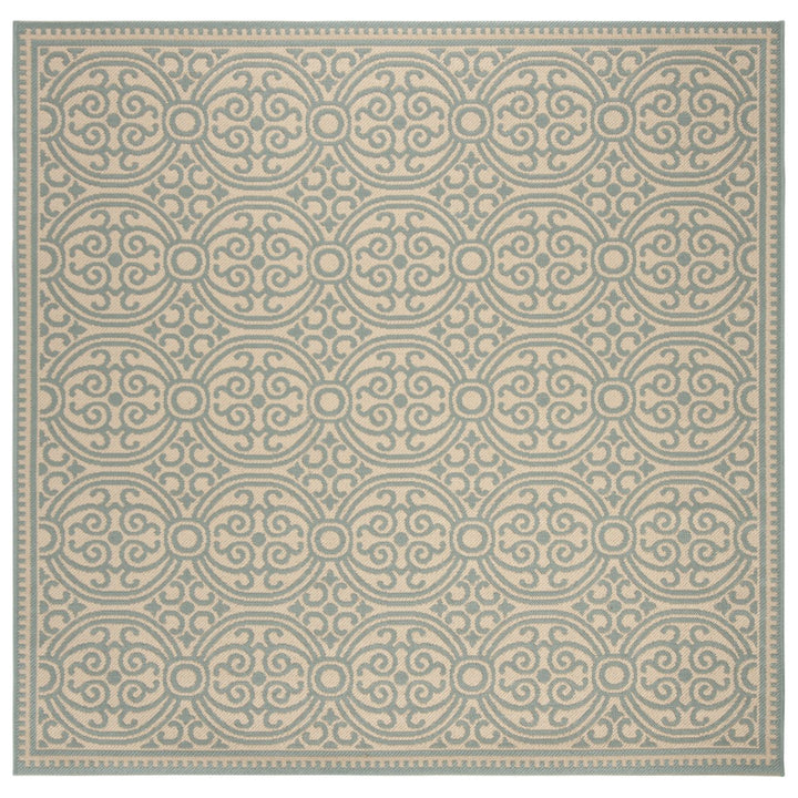 SAFAVIEH Outdoor LND134K Linden Collection Aqua / Cream Rug Image 7