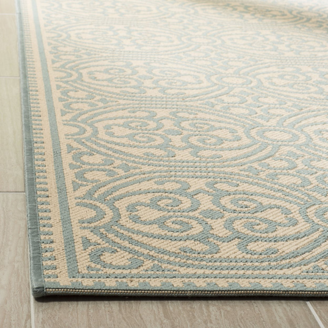 SAFAVIEH Outdoor LND134K Linden Collection Aqua / Cream Rug Image 8