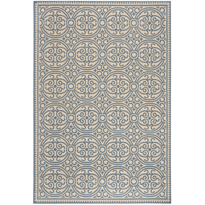 SAFAVIEH Outdoor LND134M Linden Collection Blue / Creme Rug Image 11