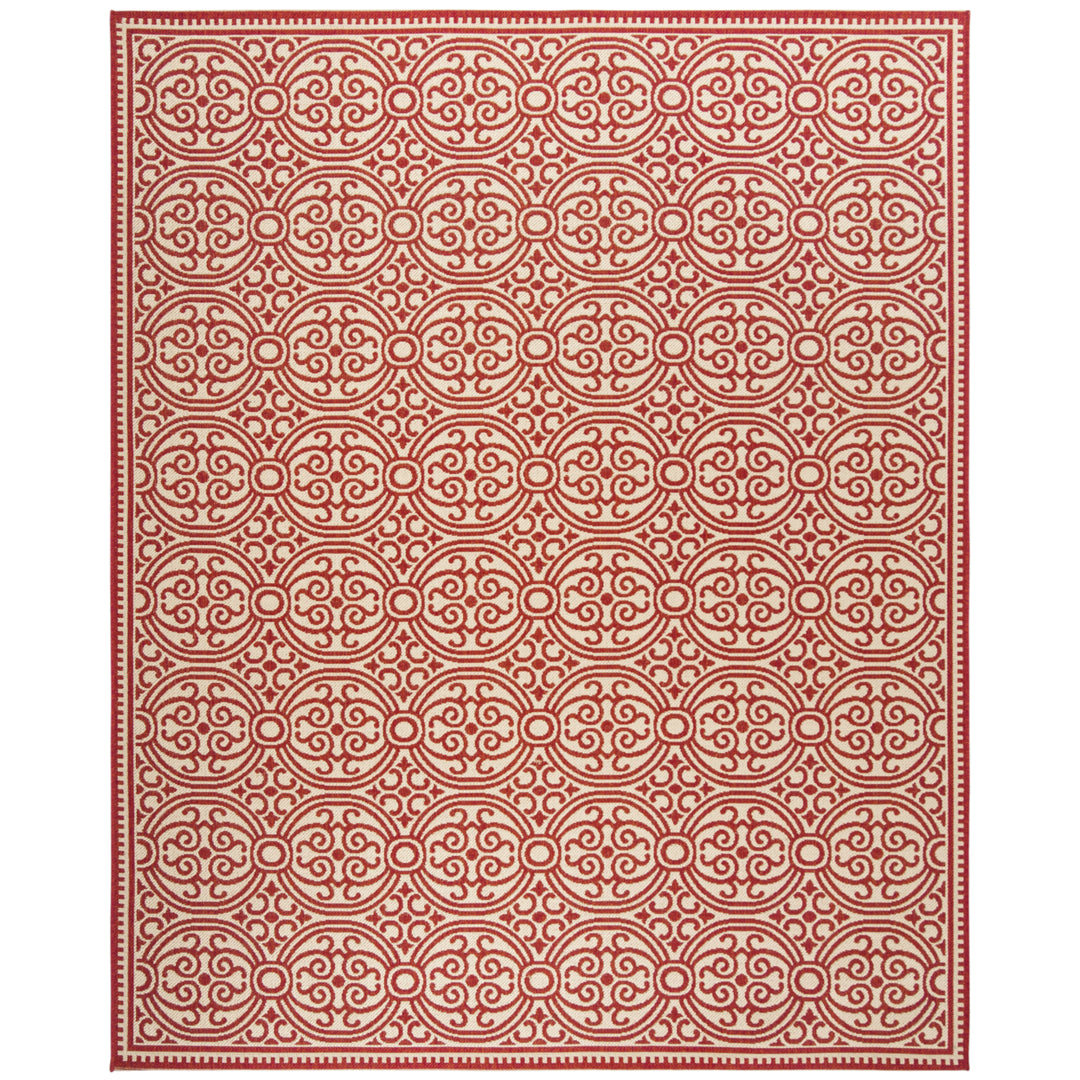 SAFAVIEH Outdoor LND134Q Linden Collection Red / Creme Rug Image 4