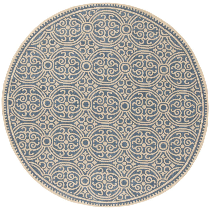 SAFAVIEH Outdoor LND134N Linden Collection Cream / Blue Rug Image 1