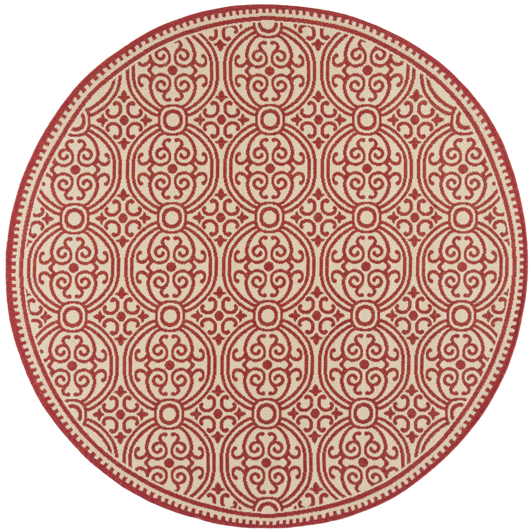 SAFAVIEH Outdoor LND134Q Linden Collection Red / Creme Rug Image 5