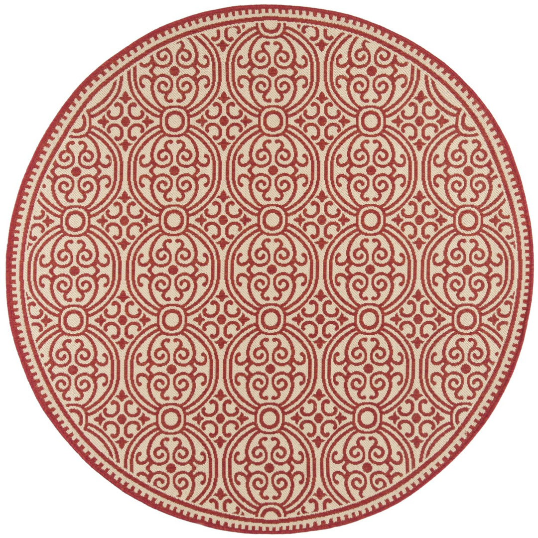 SAFAVIEH Outdoor LND134Q Linden Collection Red / Creme Rug Image 1