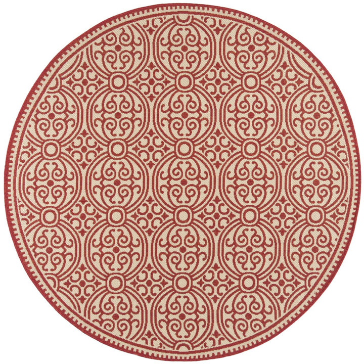 SAFAVIEH Outdoor LND134Q Linden Collection Red / Creme Rug Image 1