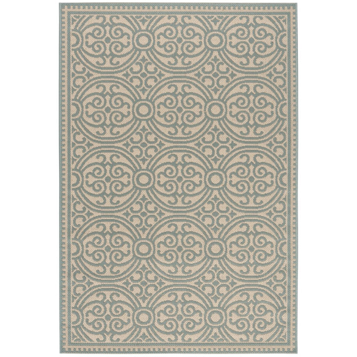 SAFAVIEH Outdoor LND134K Linden Collection Aqua / Cream Rug Image 10