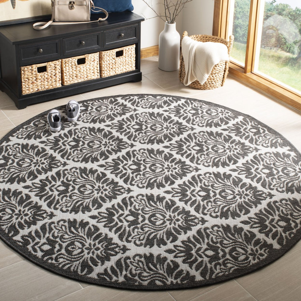 SAFAVIEH Outdoor LND135A Linden Light Grey / Charcoal Rug Image 2