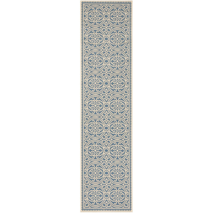 SAFAVIEH Outdoor LND134N Linden Collection Cream / Blue Rug Image 6