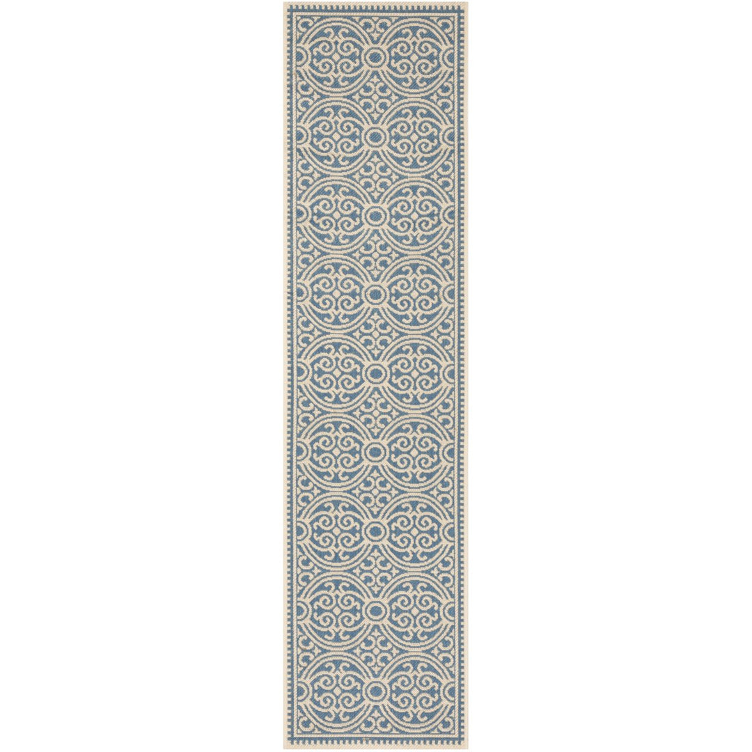 SAFAVIEH Outdoor LND134N Linden Collection Cream / Blue Rug Image 1