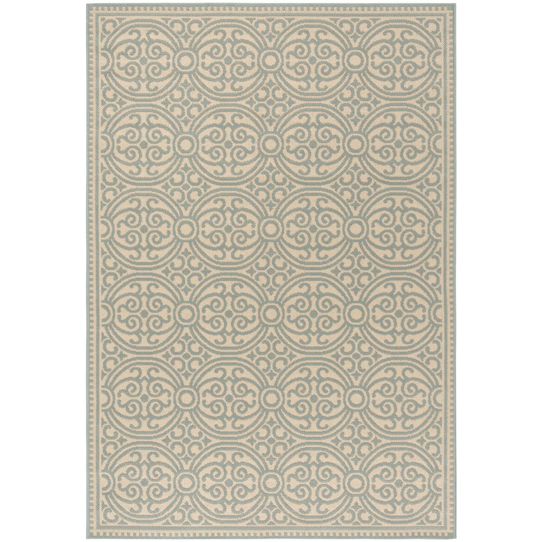 SAFAVIEH Outdoor LND134K Linden Collection Aqua / Cream Rug Image 11