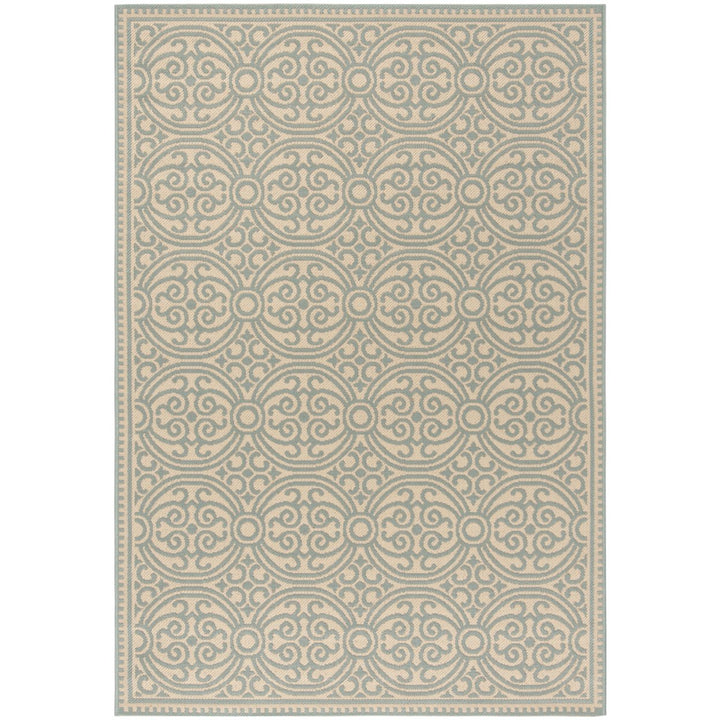 SAFAVIEH Outdoor LND134K Linden Collection Aqua / Cream Rug Image 11