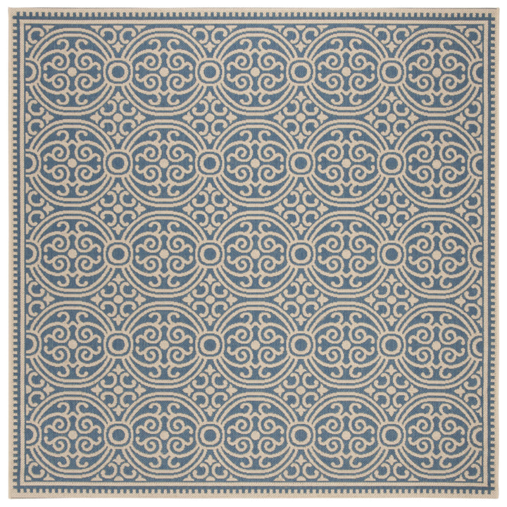 SAFAVIEH Outdoor LND134N Linden Collection Cream / Blue Rug Image 7