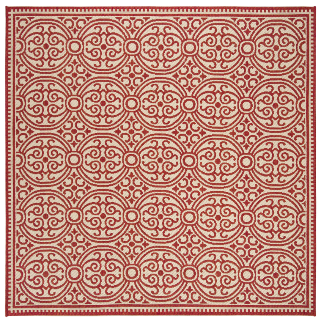 SAFAVIEH Outdoor LND134Q Linden Collection Red / Creme Rug Image 7