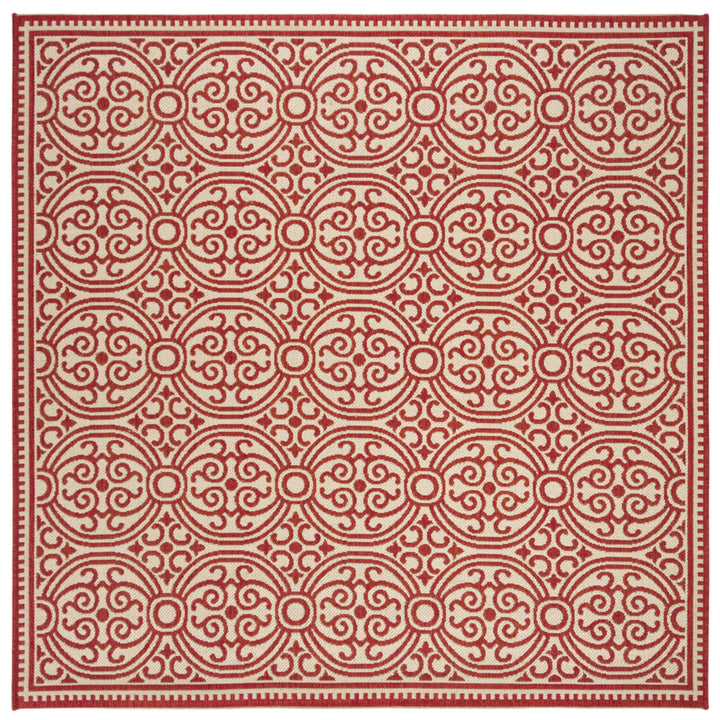 SAFAVIEH Outdoor LND134Q Linden Collection Red / Creme Rug Image 7