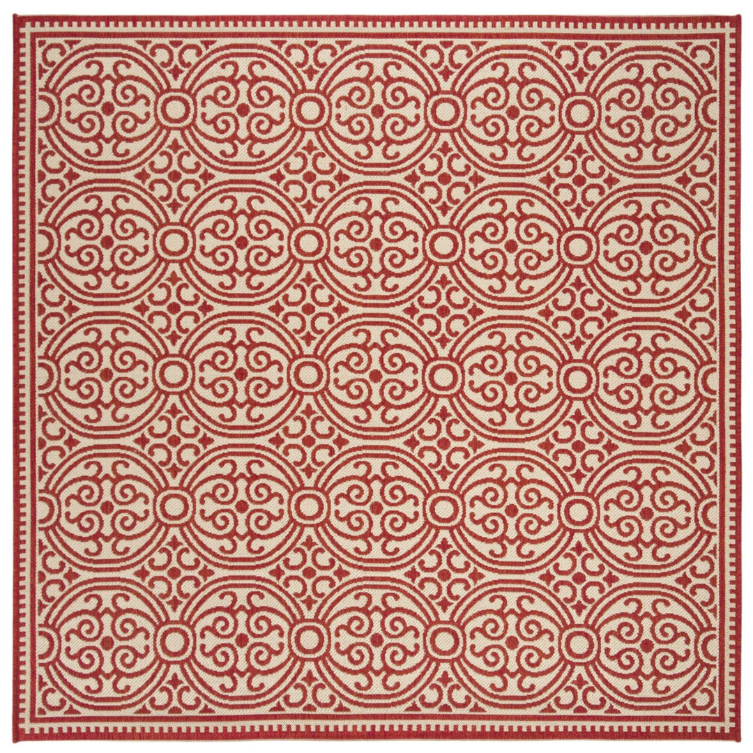 SAFAVIEH Outdoor LND134Q Linden Collection Red / Creme Rug Image 1