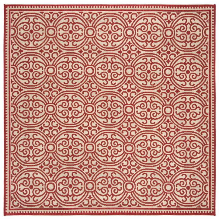 SAFAVIEH Outdoor LND134Q Linden Collection Red / Creme Rug Image 1