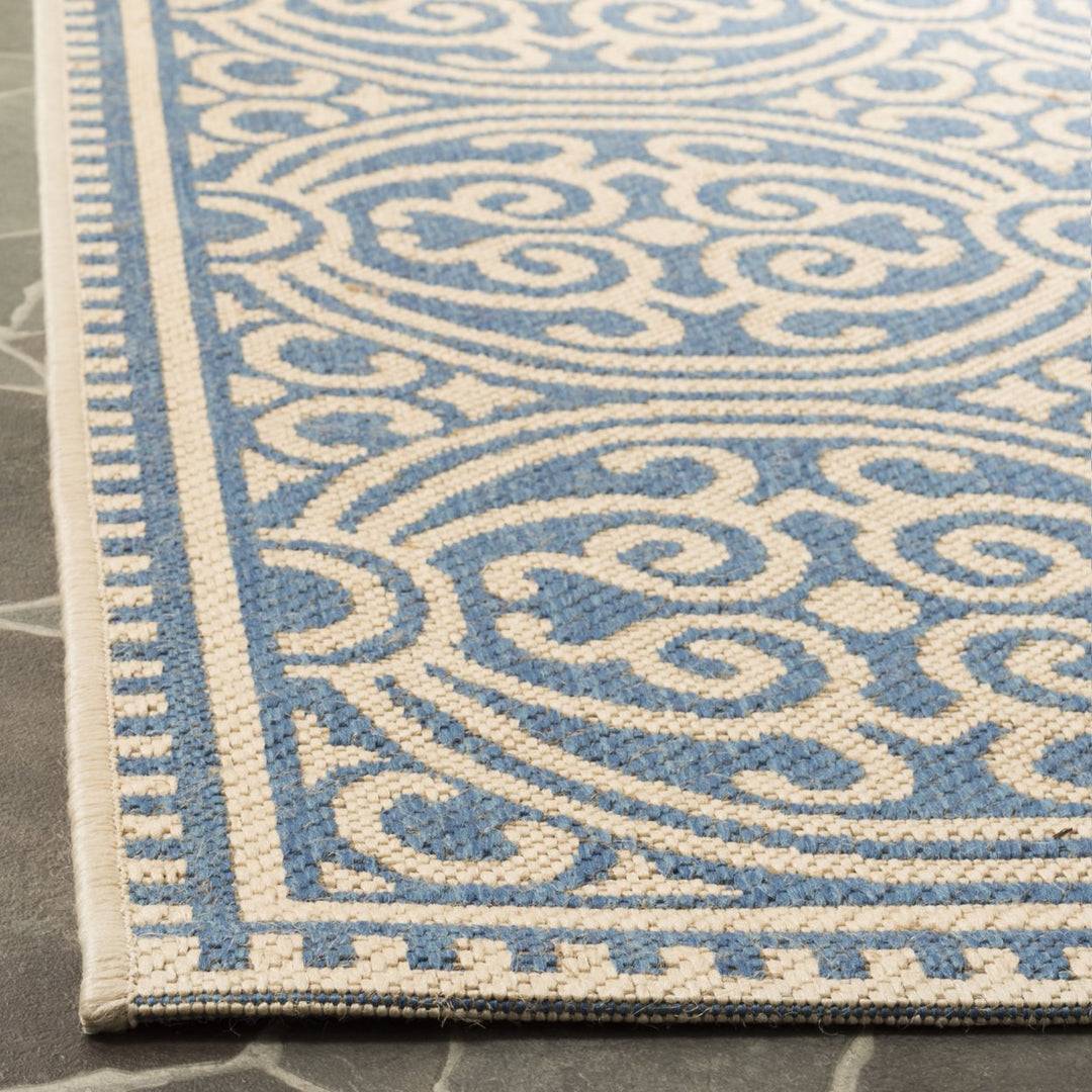 SAFAVIEH Outdoor LND134N Linden Collection Cream / Blue Rug Image 8