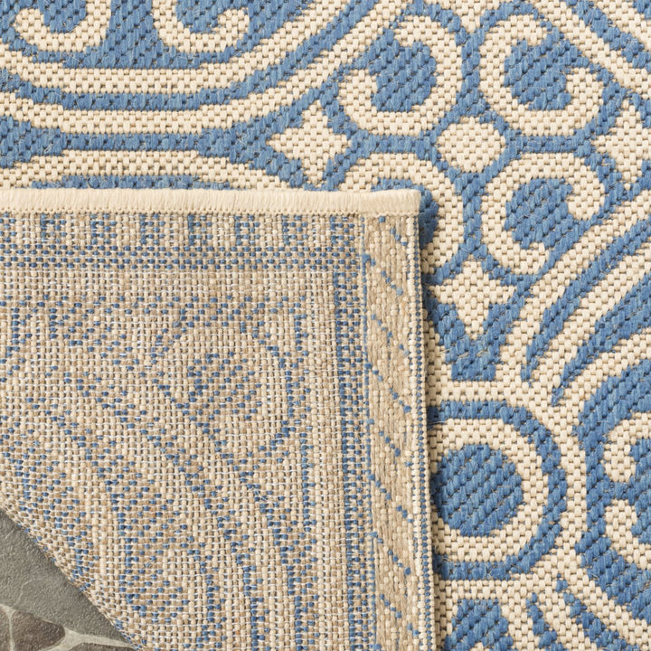 SAFAVIEH Outdoor LND134N Linden Collection Cream / Blue Rug Image 9