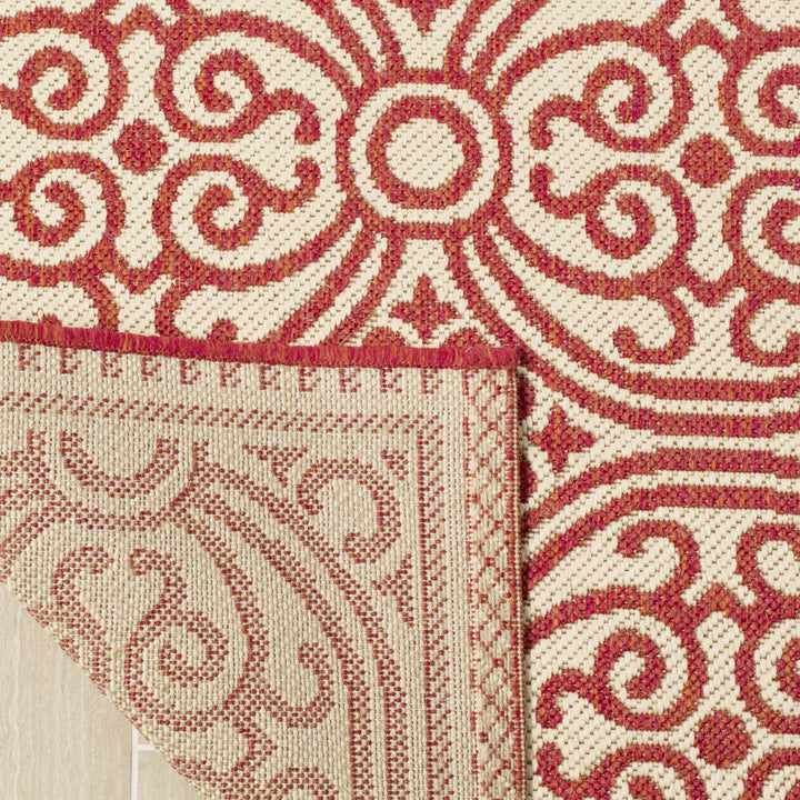 SAFAVIEH Outdoor LND134Q Linden Collection Red / Creme Rug Image 9