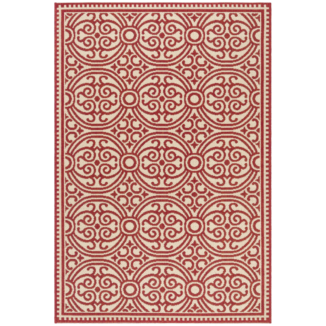 SAFAVIEH Outdoor LND134Q Linden Collection Red / Creme Rug Image 10