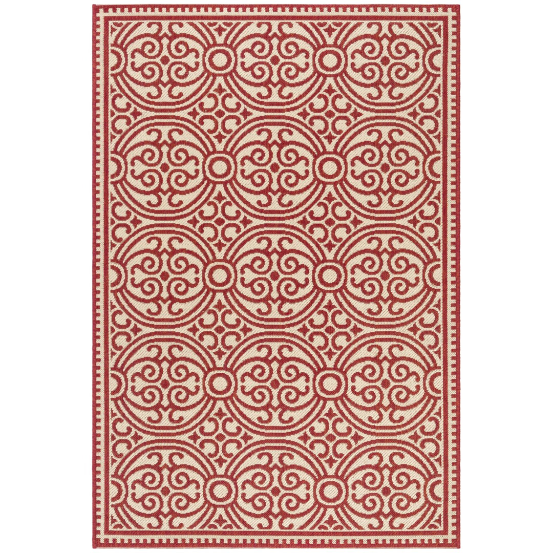 SAFAVIEH Outdoor LND134Q Linden Collection Red / Creme Rug Image 1