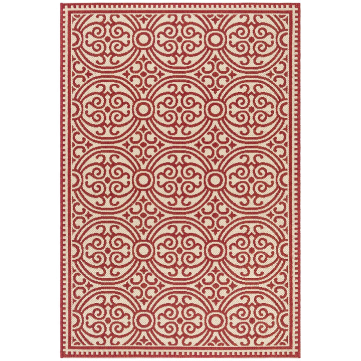 SAFAVIEH Outdoor LND134Q Linden Collection Red / Creme Rug Image 1