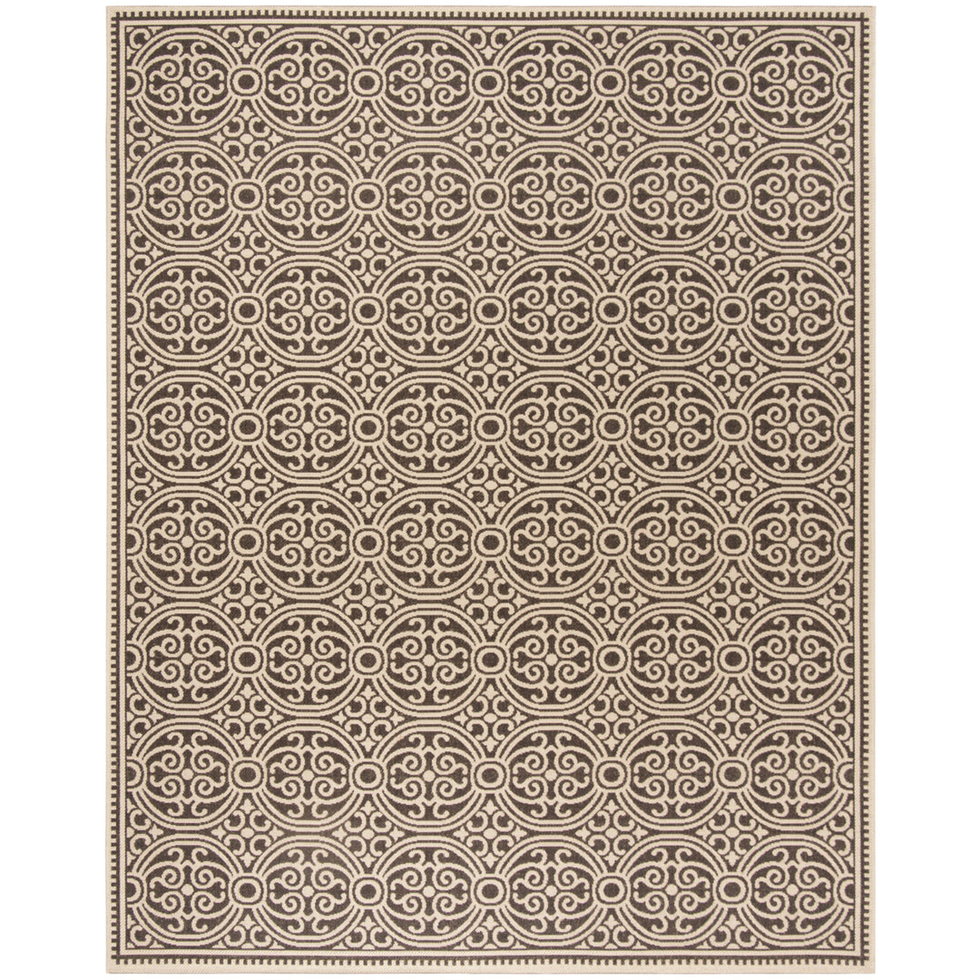 SAFAVIEH Outdoor LND134U Linden Collection Creme / Brown Rug Image 4