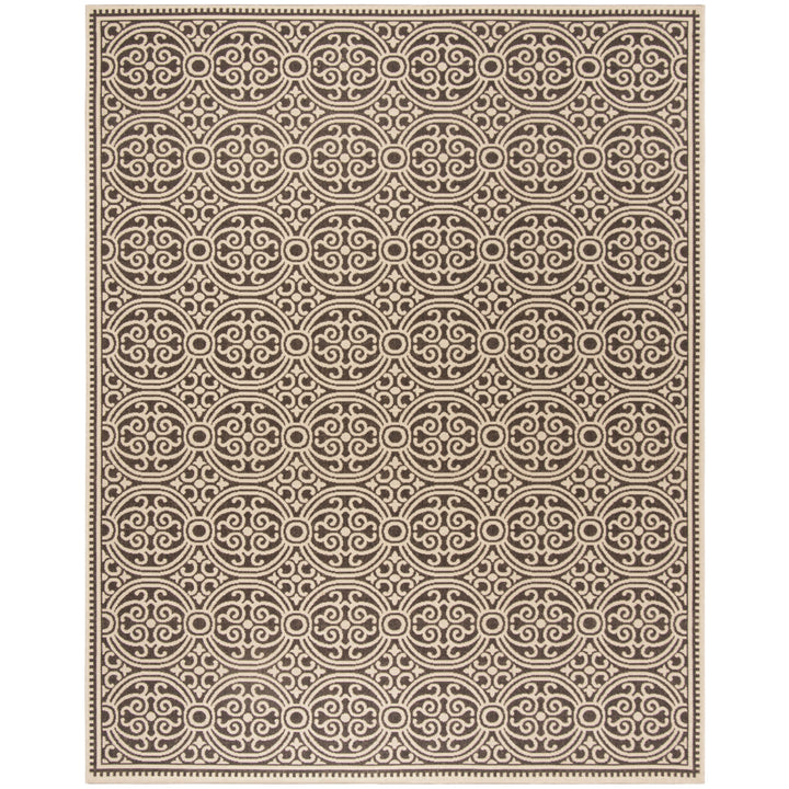 SAFAVIEH Outdoor LND134U Linden Collection Creme / Brown Rug Image 4