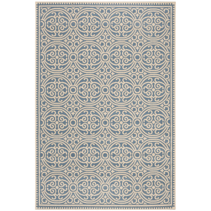 SAFAVIEH Outdoor LND134N Linden Collection Cream / Blue Rug Image 11