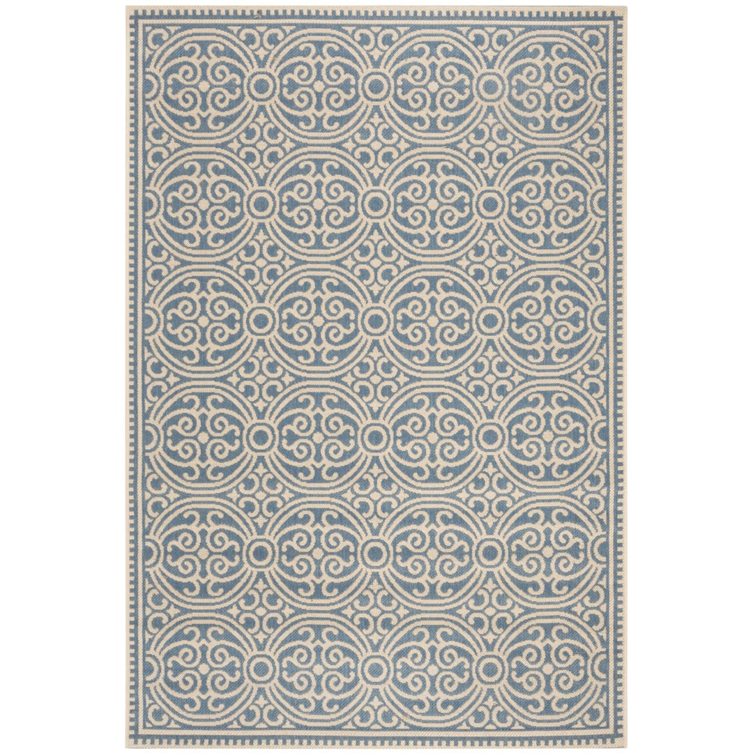 SAFAVIEH Outdoor LND134N Linden Collection Cream / Blue Rug Image 1