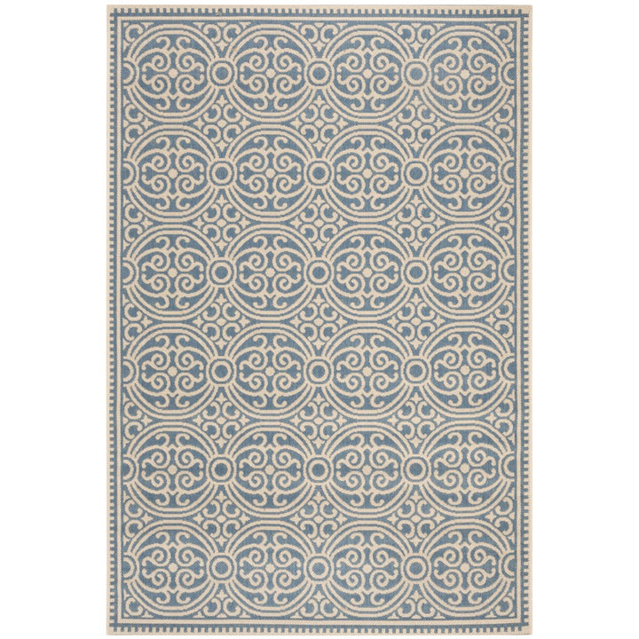 SAFAVIEH Outdoor LND134N Linden Collection Cream / Blue Rug Image 1