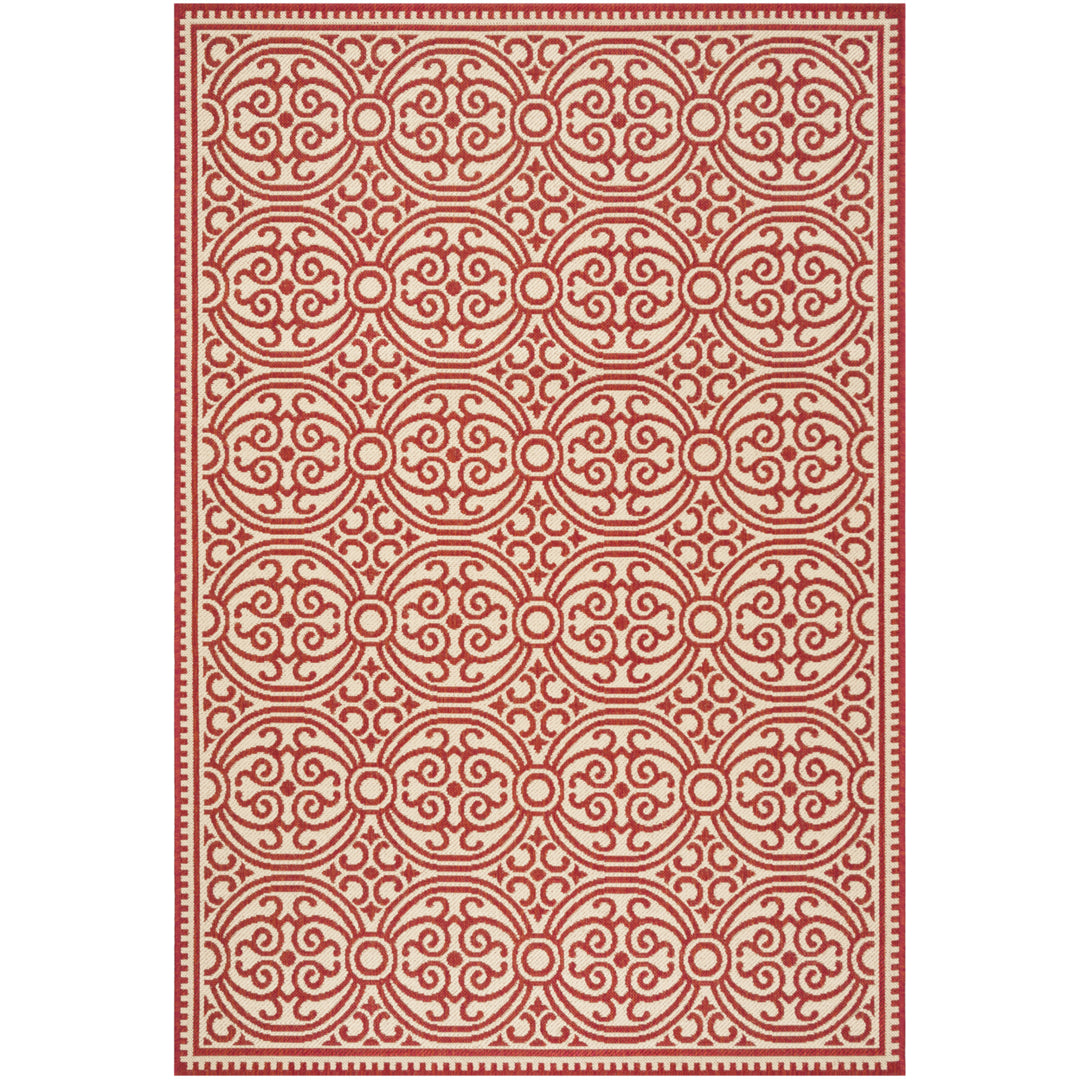 SAFAVIEH Outdoor LND134Q Linden Collection Red / Creme Rug Image 11