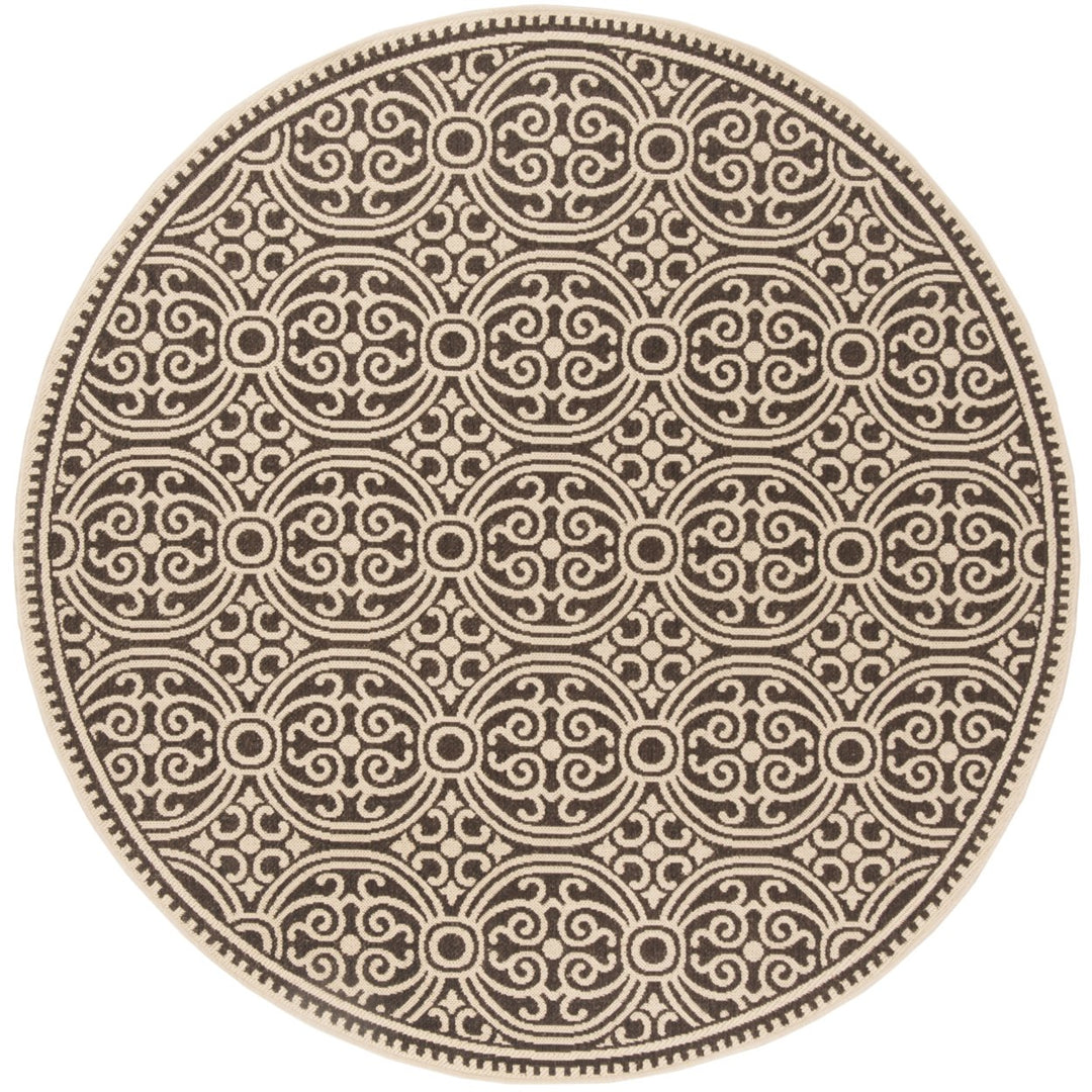 SAFAVIEH Outdoor LND134U Linden Collection Creme / Brown Rug Image 5