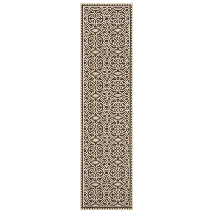 SAFAVIEH Outdoor LND134U Linden Collection Creme / Brown Rug Image 6