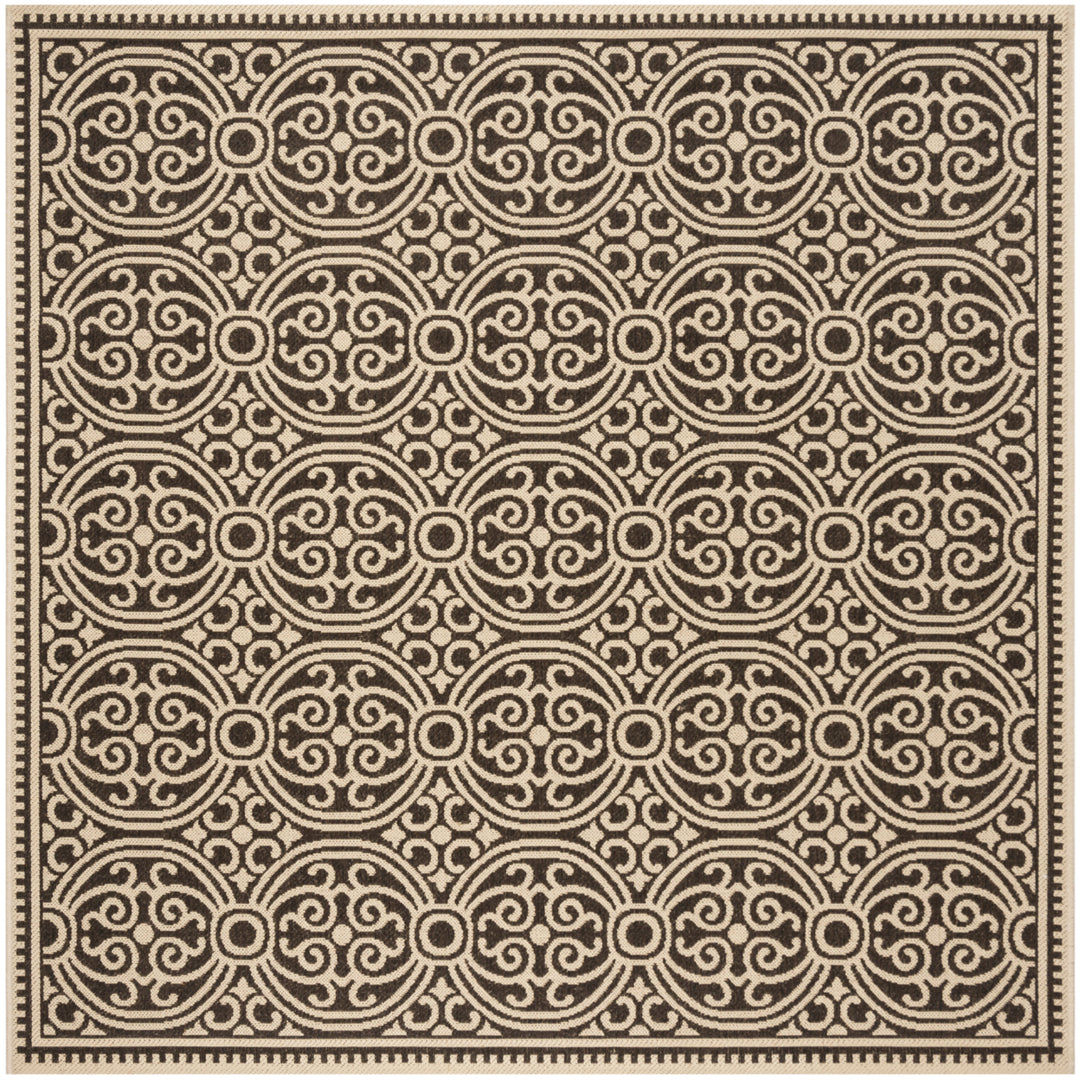 SAFAVIEH Outdoor LND134U Linden Collection Creme / Brown Rug Image 7