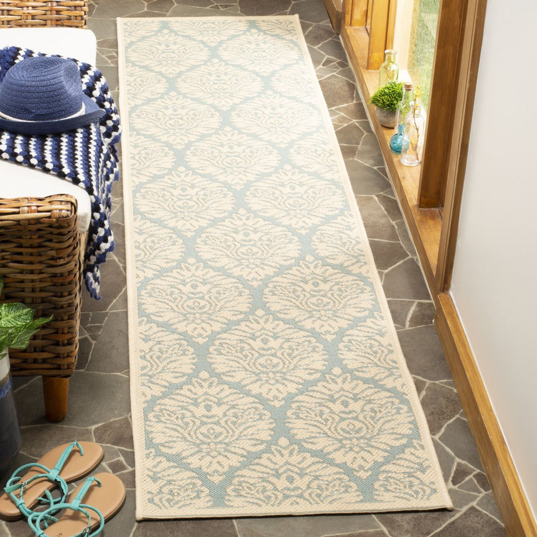 SAFAVIEH Outdoor LND135K Linden Collection Aqua / Cream Rug Image 3