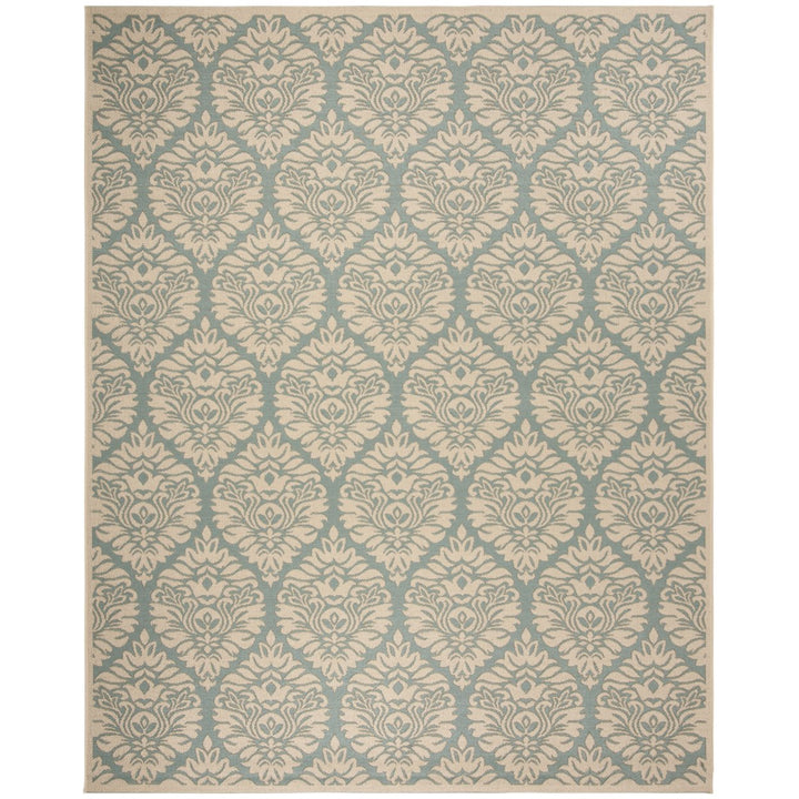 SAFAVIEH Outdoor LND135K Linden Collection Aqua / Cream Rug Image 4