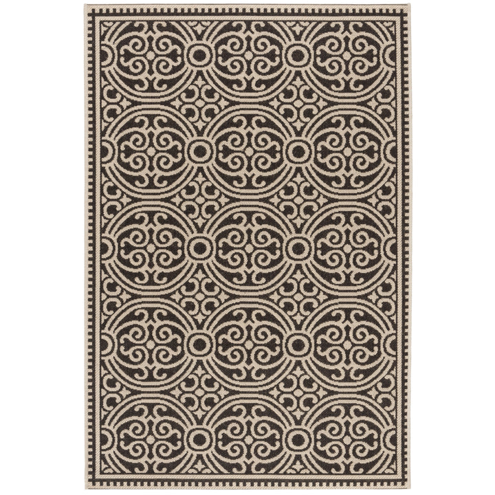 SAFAVIEH Outdoor LND134U Linden Collection Creme / Brown Rug Image 10