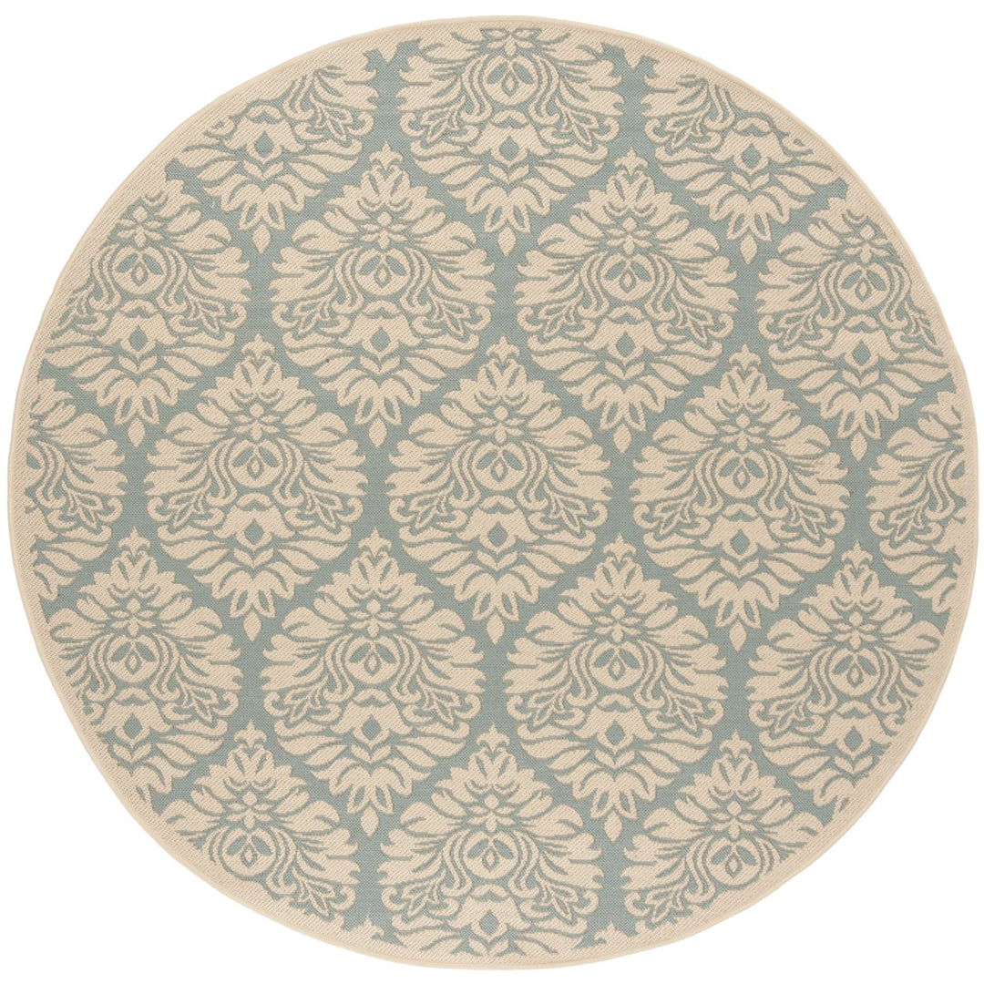 SAFAVIEH Outdoor LND135K Linden Collection Aqua / Cream Rug Image 1