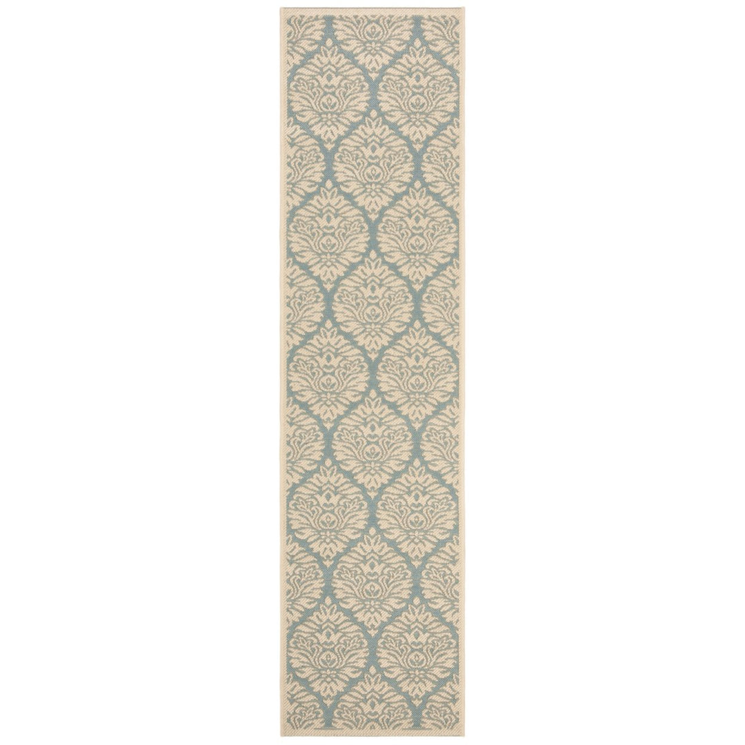 SAFAVIEH Outdoor LND135K Linden Collection Aqua / Cream Rug Image 1