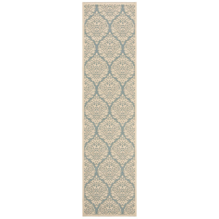 SAFAVIEH Outdoor LND135K Linden Collection Aqua / Cream Rug Image 1