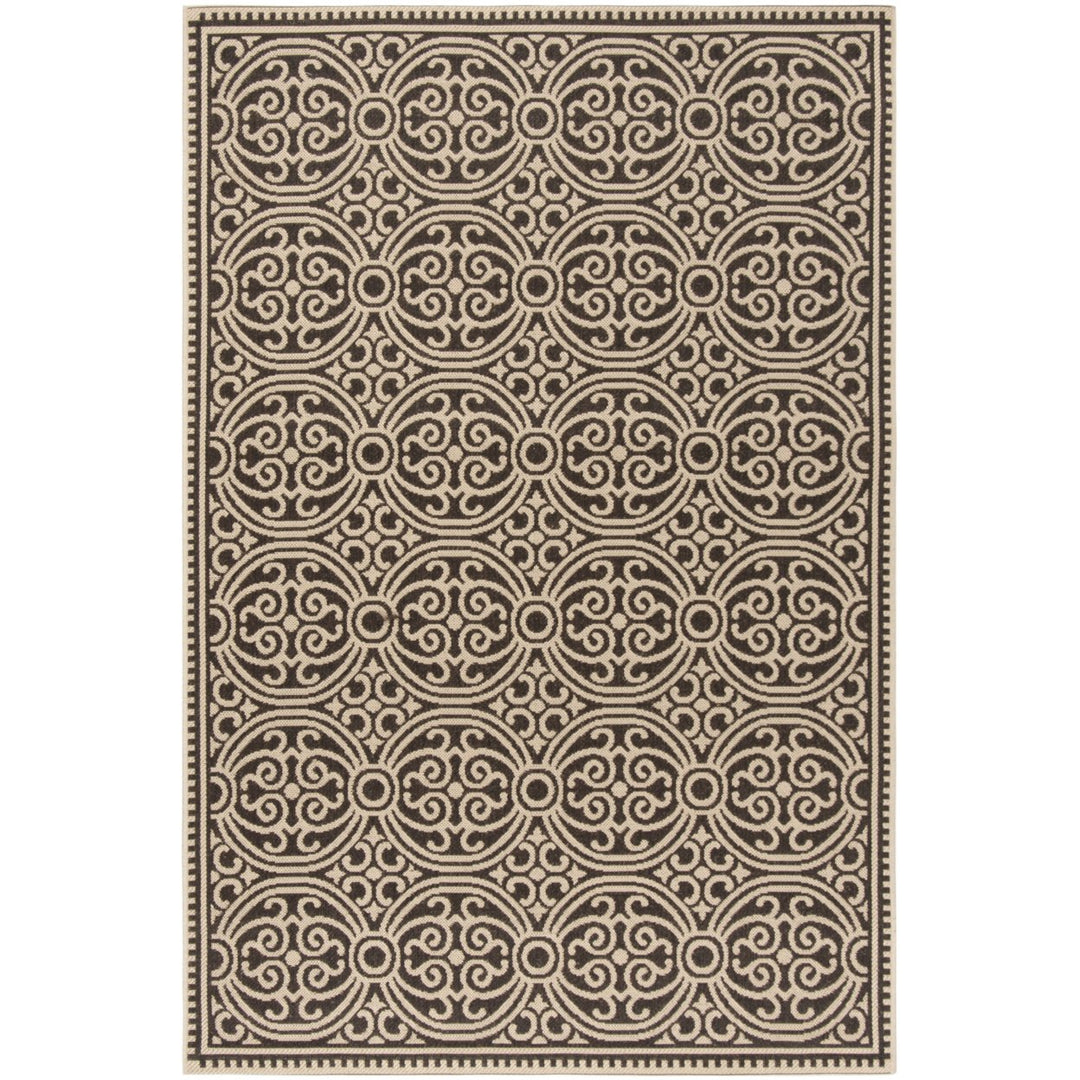 SAFAVIEH Outdoor LND134U Linden Collection Creme / Brown Rug Image 11