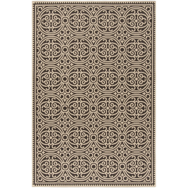 SAFAVIEH Outdoor LND134U Linden Collection Creme / Brown Rug Image 11