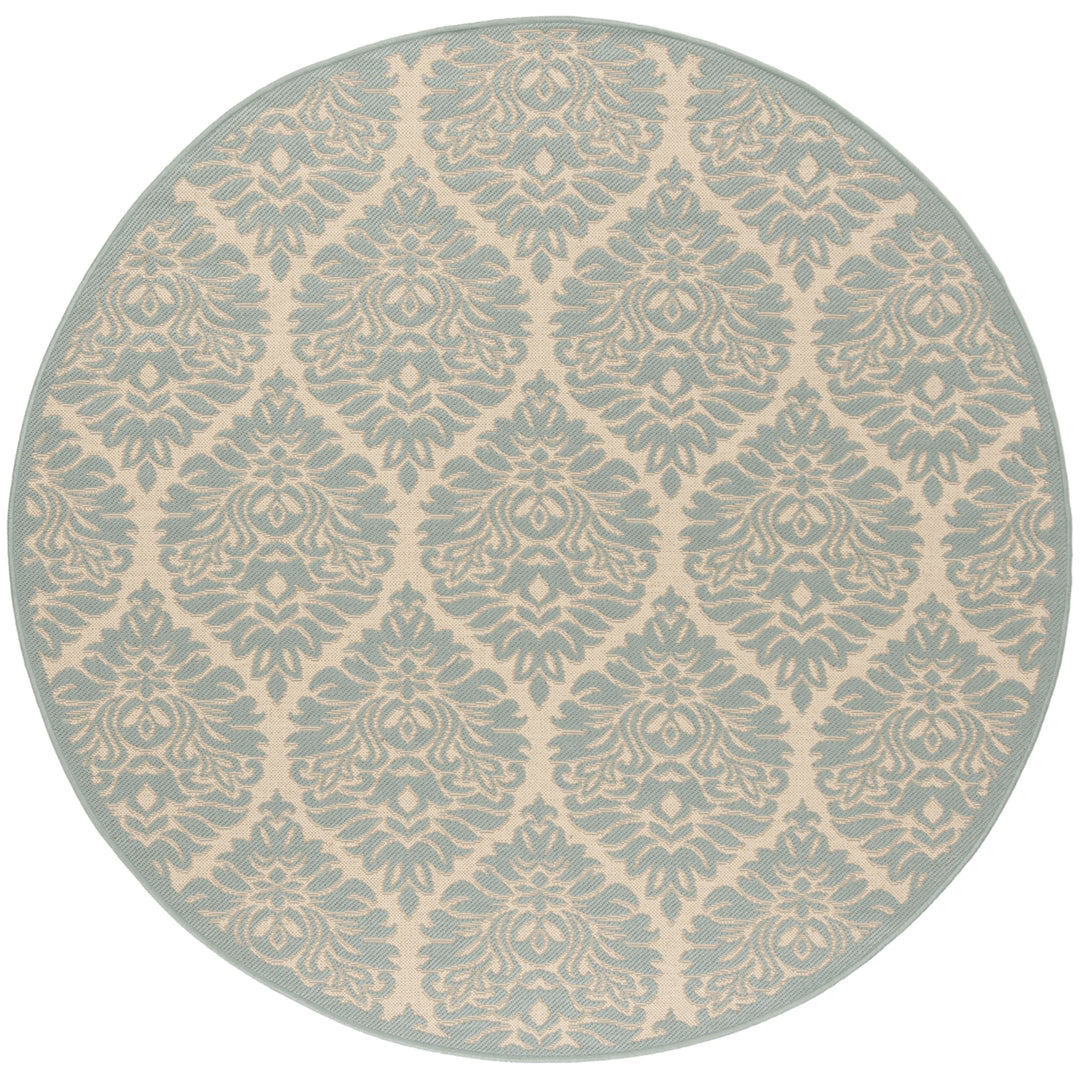 SAFAVIEH Outdoor LND135L Linden Collection Cream / Aqua Rug Image 5