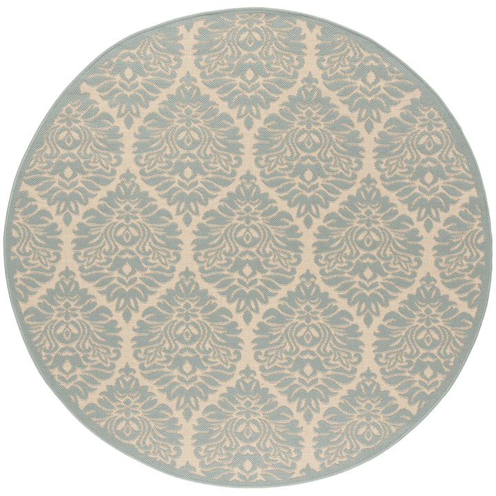 SAFAVIEH Outdoor LND135L Linden Collection Cream / Aqua Rug Image 1