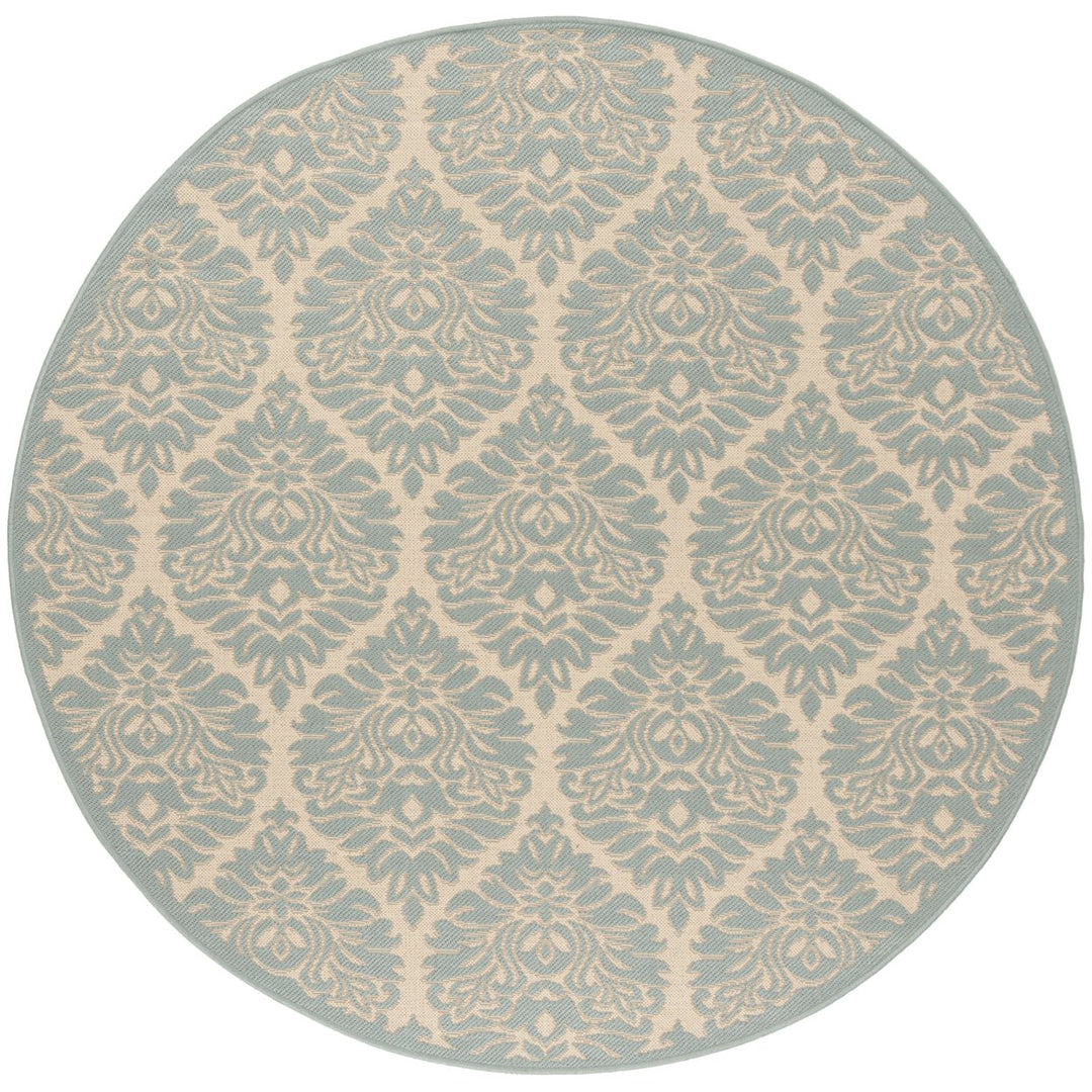 SAFAVIEH Outdoor LND135L Linden Collection Cream / Aqua Rug Image 1