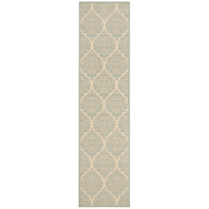 SAFAVIEH Outdoor LND135L Linden Collection Cream / Aqua Rug Image 1