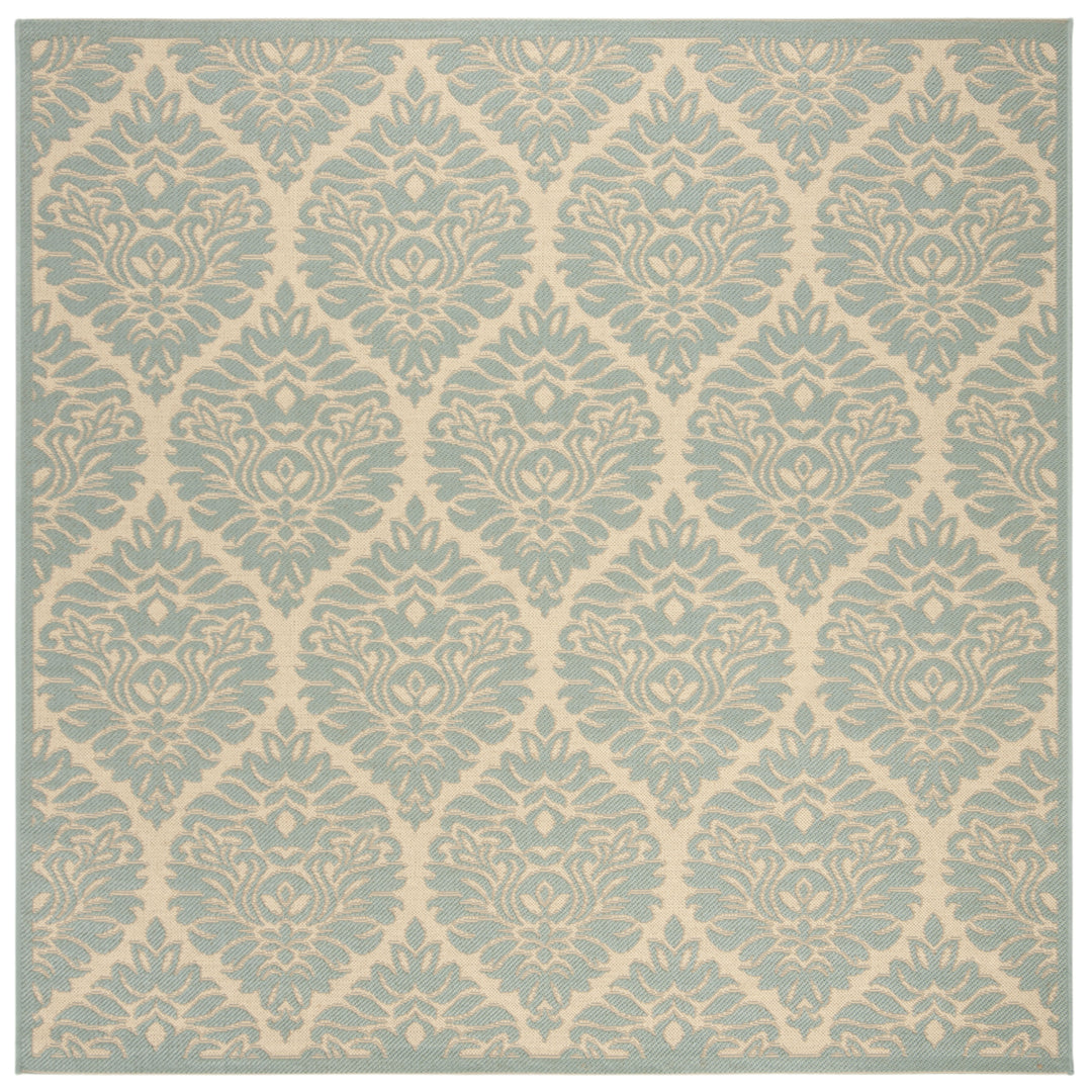 SAFAVIEH Outdoor LND135L Linden Collection Cream / Aqua Rug Image 7